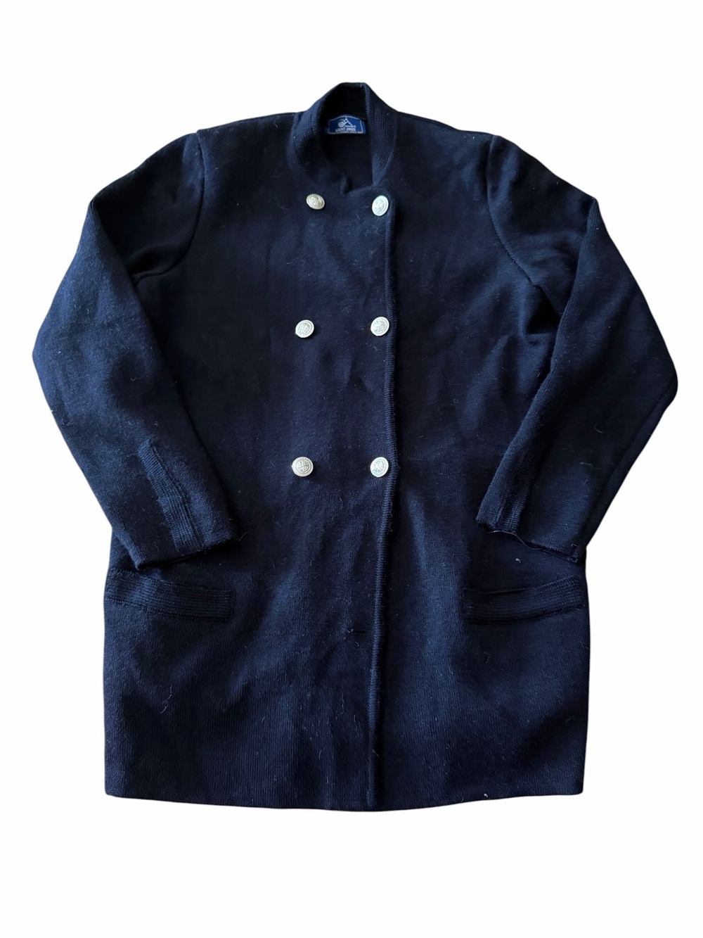 Saint-James Double-Breasted Navy Women's wool sweater jacket